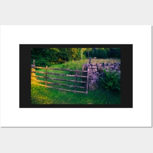 wooden gate meets dry stone wall Posters and Art